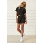 Conjunto Juvenil Menina Blusa e Shorts Hearts Bows cor Preto - Vanilla Cream