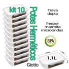 Conjunto Kit 10 Potes Hermético Marmita Fitness geladeira microondas freezer