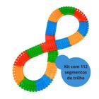 Conjunto kit 112 peças trilha maluca brinquedo segmentos colorido corrida infantil trilhos - ATMAS