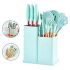 Conjunto Kit 19 Pçs Utensilio Cozinha Silicone Cabo Aço Inox Verde - Clink