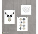 Conjunto Kit 3 Placas Quadros Decorativos Geométrica