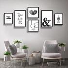 Conjunto Kit 6 Quadros Decorativos Geométrico Love Black