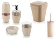 Conjunto kit banheiro lavabo ECO 6 peças marfim OU  lixeira escova sanitaria acessorios