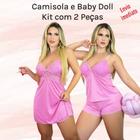 Conjunto Kit com Camisola e Baby Doll Pijama Feminino Sensual