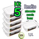 Conjunto Kit De 5 Potes Com Tampa Para Marmita E Alimentos