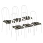 Conjunto Kit Jogo 6 Cadeiras Metal Aço Branca Almofadada Cozinha Sala de Jantar