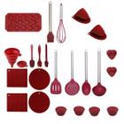 Conjunto Kit Jogo De Colheres Silicone 23 Peças Utensílios Cozinha