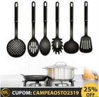 Conjunto Kit Utensílios Cozinha Colher Concha Escumadeira Espátula Pegadores