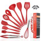 Conjunto Kit Utensílios De Cozinha Silicone Inox - Jogo de Utensilio 10 peças Colheres Espatulas Conchas Pegadores Balde LUMAI