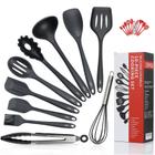 Conjunto Kit Utensílios De Cozinha Silicone Inox - Jogo de Utensilio 10 peças Colheres Espatulas Conchas Pegadores Balde LUMAI