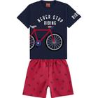 Conjunto Kyly Infantil Camiseta Bermuda Bicleta Azul Marinho