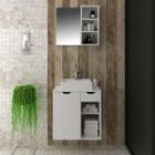 Conjunto Lavabo com Espelho e Cuba Branco Tecno Mobili