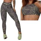 Conjunto Legging Empina Bumbum Tropical Leaf + Top Moving