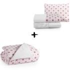 Conjunto Lençol Mini Cama Princesa Rosa + Edredom Moderno