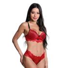 Conjunto Lingerie Calcinha e Sutiã Rendado Com Bojo Sensual Sex