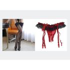 Conjunto Lingerie com Meia Calça Sexy e Calcinha Tailandesa Sensual com Pérolas