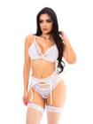 Conjunto Lingerie Completo Renda Luxo + Meias