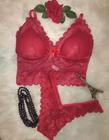 Conjunto Lingerie Croped Soutien e Calcinha Tamanho M