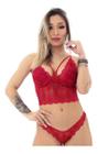 Conjunto Lingerie  cropped em renda  luxo 