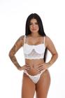 Conjunto Lingerie cropped rendado com aro sutiã meia taça Peaches (mai2)