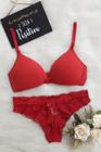 Conjunto Lingerie Liso , Bojo sem aro com calcinha fio rendada