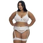 Conjunto Lingerie Plus Size Sutiã sem Bojo e Perneira Sensual Amélia