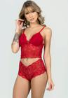 Conjunto Lingerie Renda Espera Marido Baby Doll e Calcinha