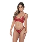 Conjunto Lingerie Rendado com Tule Yaffa Ref.Y7011