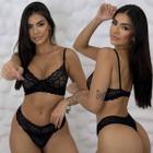 Conjunto Lingerie Sem bjo Com Aro Tule Rendado Sensual Com Fecho Delicado Sexy