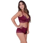 Conjunto Lingerie Sem Bojo com Calcinha Alta Conforto Renda