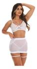 Conjunto Lingerie Sensual Sexy 3 Peças Com Calcinha Saia Tule