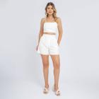 Conjunto Linho Short E Cropped Regata Verão Casual Feminino