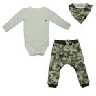 conjunto longo com babeiro new attitude creme 9 meses - G