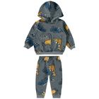 Conjunto Longo Inverno Menino Cinza Estampa Dino Malwee Com Capuz