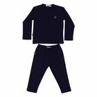 Conjunto longo Pijama Moletom Infantil Menino Moletinho Azul Marinho 100% algodão