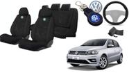 Conjunto Luxuoso Capas Tecido Banco Gol 2012-2022 + Capa de Volante + Chaveiro VW