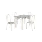 Conjunto Madmelos 04 cadeiras tampo retangular granito ocre 1.20 - Branco