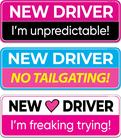 Conjunto magnético HEY-OKEY New Driver Funny Pink, pacote com 3 unidades refletivas