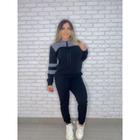 Conjunto Malha Crepe Manga Longa com Capuz Fem Fashion Moda