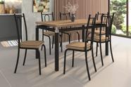 Conjunto Malva 136X80cm c/ 6 Cadeiras 123 Preto Fosco/Nature - Artefamol