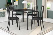 Conjunto Malva 75X75cm com 4 Cadeiras 123 Preto/Vidro Preto