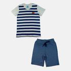 Conjunto Manabana com Camiseta e Bermuda de moletom Curto Infantil Menino listras