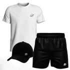 Conjunto Masculino Camiseta Algodão Short Tactel E Boné 1003