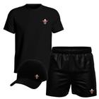 Conjunto Masculino Camiseta Algodão Short Tactel E Boné 1008