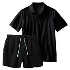 Conjunto Masculino Camiseta Polo e Short Linho Moda Praia Luxo Premium