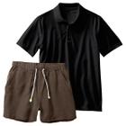 Conjunto Masculino Camiseta Polo e Short Linho Moda Praia Luxo Premium