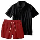 Conjunto Masculino Camiseta Polo e Short Linho Moda Praia Luxo Premium