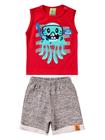 Conjunto Masculino Infantil Happy Octopus - Lual Kids - Carmim/Grecia Mescla