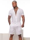 Conjunto Masculino Liso em Viscose Camisa de Botão e short