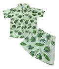 Conjunto Mauricinho Social Bermuda E Camisa Estampa Floral Verde